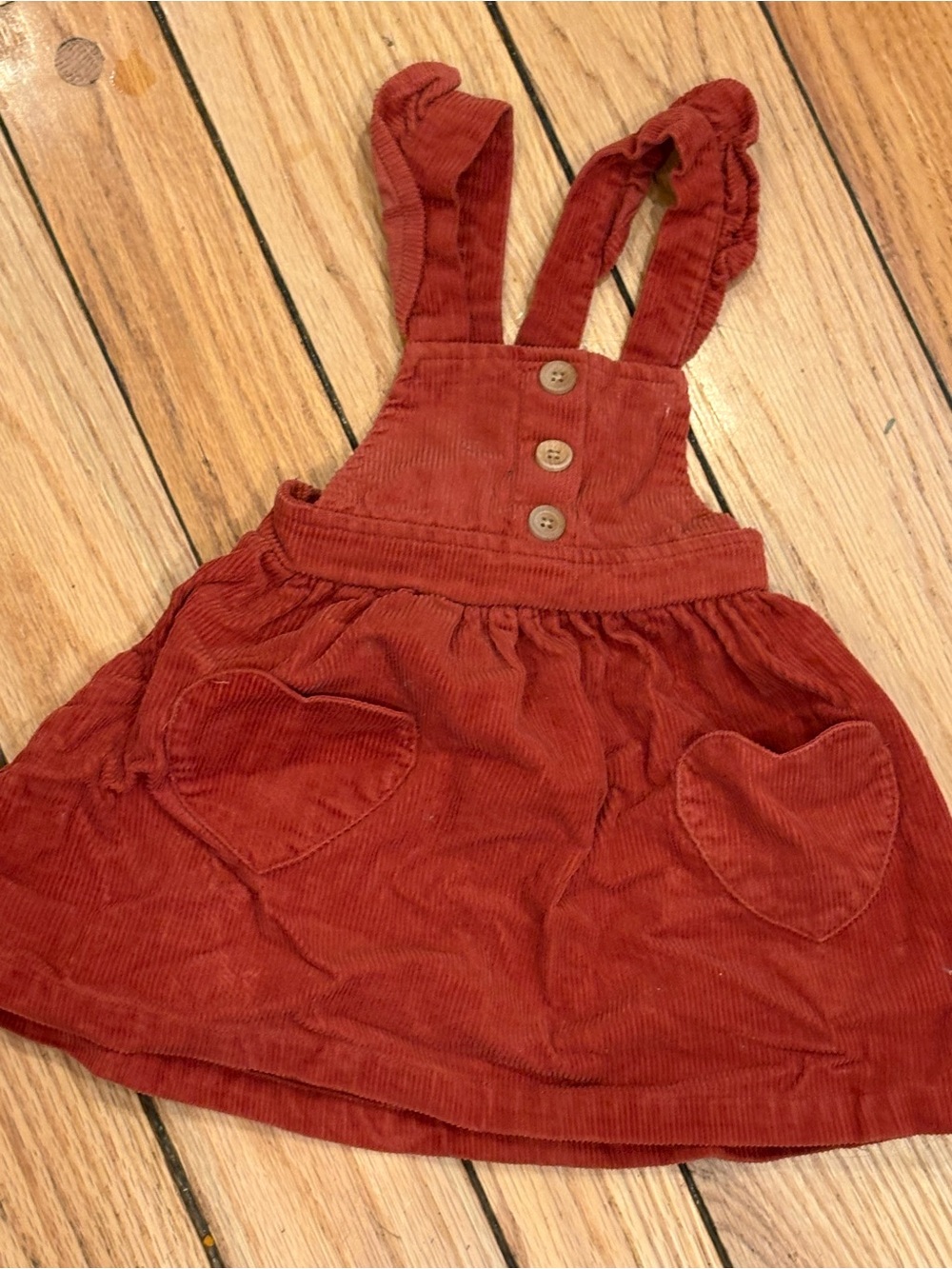 Blueberi blvd Rust Corduroy Heart Pocket Suspender Skirt for toddler girls 18mo